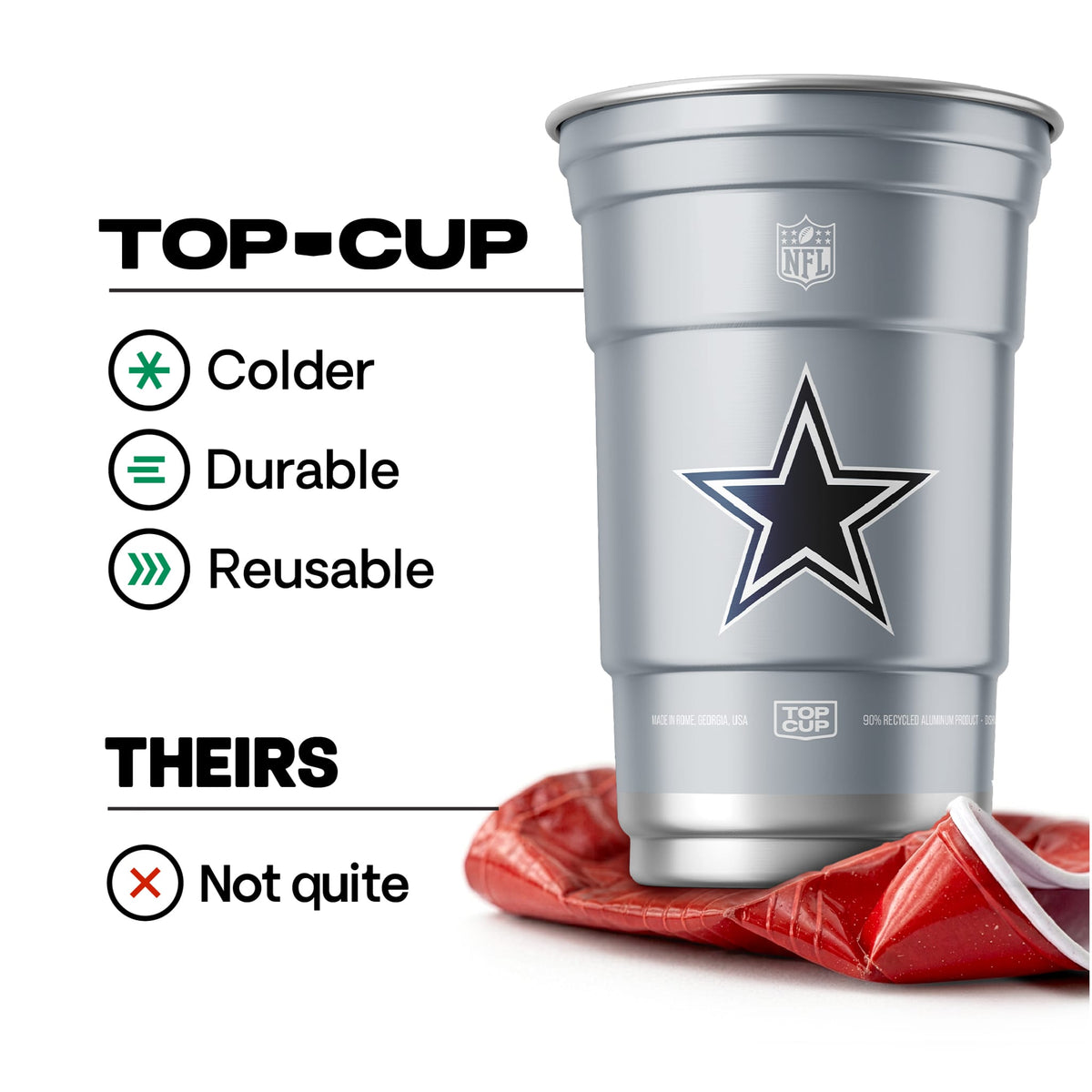 Top Cup Dallas Cowboys NFL Aluminum Cup