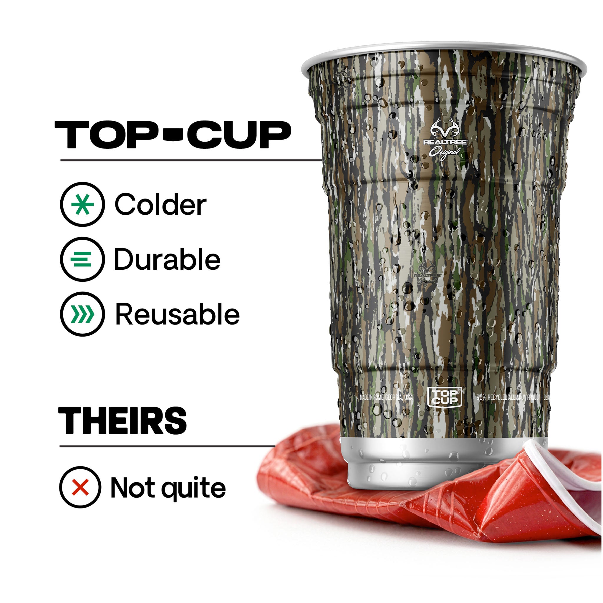 Top Cup Realtree Original Camo Aluminum Party Cups